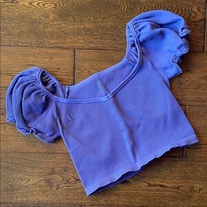 Free People Purple Puff Sleeve Top